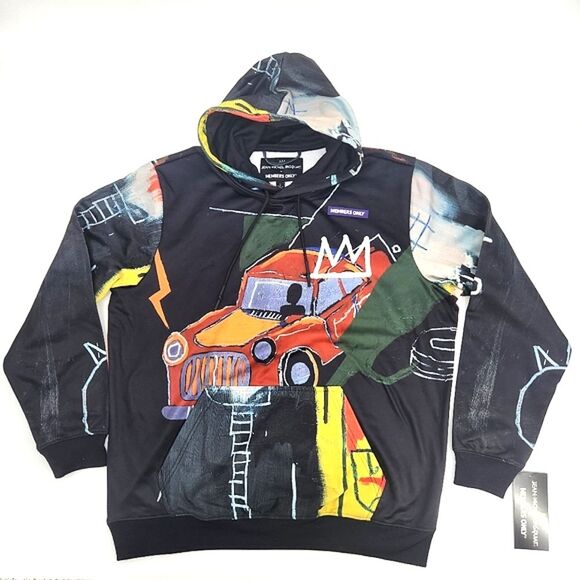 Jean-Michel Basquiat + Members Only Graphic Print Pullover Hoodie Sweatshirt L - Picture 3 of 11